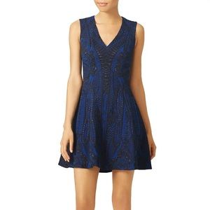 BCBGMaxazria Blue Embellished Cocktail Dress - 0